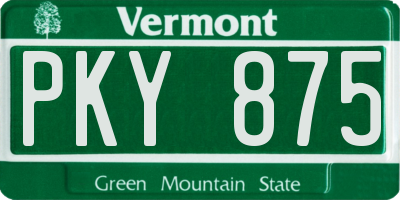 VT license plate PKY875