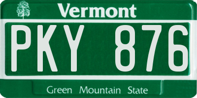 VT license plate PKY876