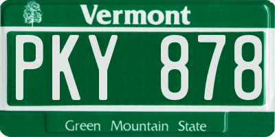 VT license plate PKY878