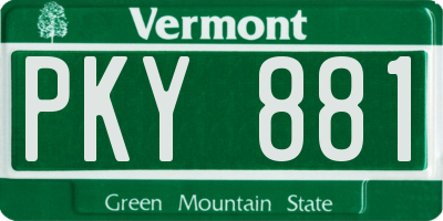 VT license plate PKY881