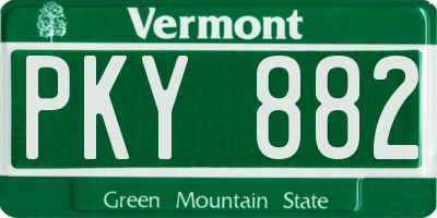 VT license plate PKY882