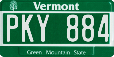 VT license plate PKY884