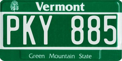 VT license plate PKY885