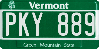 VT license plate PKY889