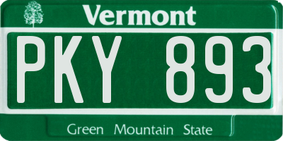 VT license plate PKY893