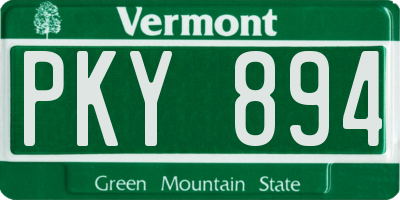 VT license plate PKY894
