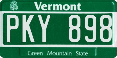 VT license plate PKY898