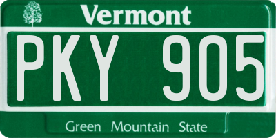 VT license plate PKY905