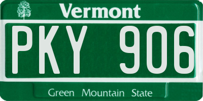 VT license plate PKY906
