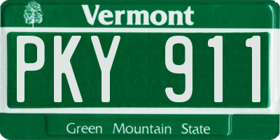 VT license plate PKY911