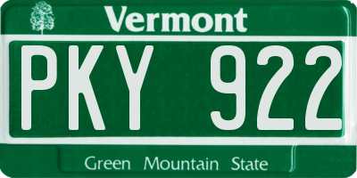 VT license plate PKY922