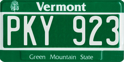 VT license plate PKY923