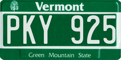 VT license plate PKY925