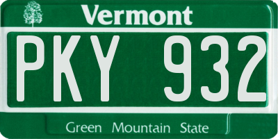 VT license plate PKY932