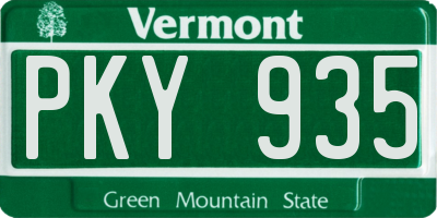 VT license plate PKY935
