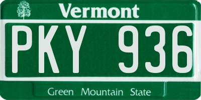 VT license plate PKY936