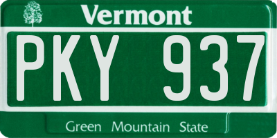 VT license plate PKY937