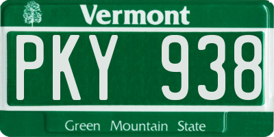 VT license plate PKY938