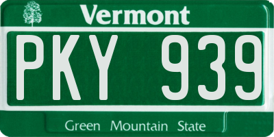 VT license plate PKY939