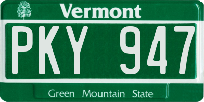 VT license plate PKY947