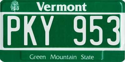 VT license plate PKY953