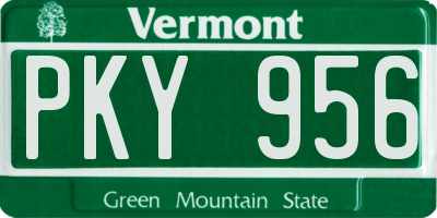 VT license plate PKY956