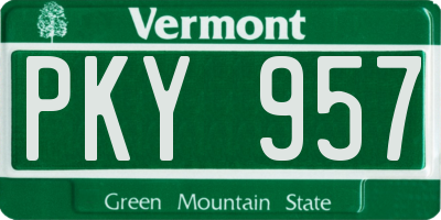 VT license plate PKY957