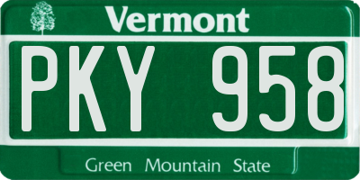 VT license plate PKY958