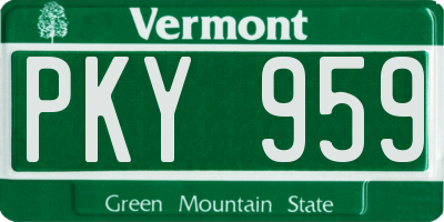 VT license plate PKY959