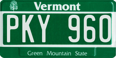 VT license plate PKY960