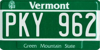 VT license plate PKY962