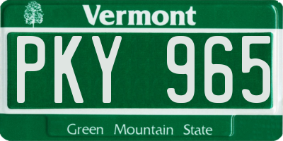 VT license plate PKY965