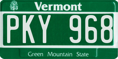 VT license plate PKY968