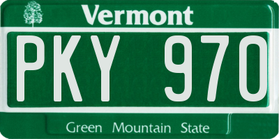 VT license plate PKY970