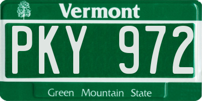 VT license plate PKY972