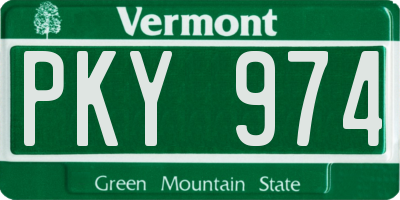 VT license plate PKY974