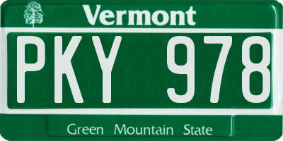 VT license plate PKY978