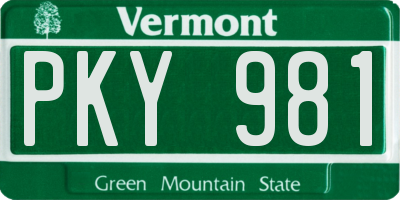 VT license plate PKY981