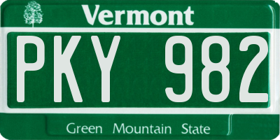 VT license plate PKY982