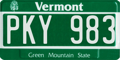VT license plate PKY983