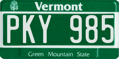 VT license plate PKY985