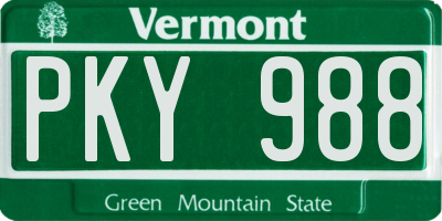 VT license plate PKY988