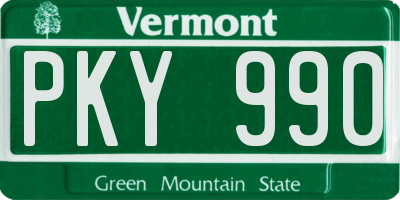 VT license plate PKY990