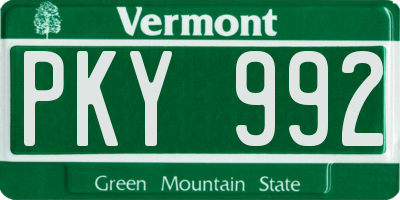 VT license plate PKY992