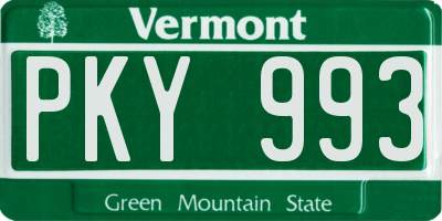 VT license plate PKY993