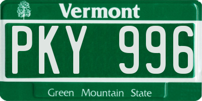 VT license plate PKY996