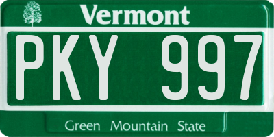 VT license plate PKY997