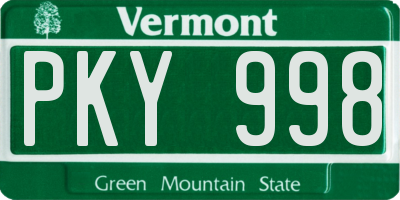 VT license plate PKY998