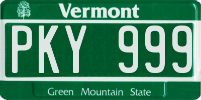 VT license plate PKY999