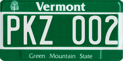 VT license plate PKZ002